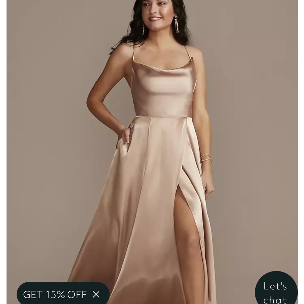 David's Bridal Charmeuse Cowl Dress with Lace-up Back